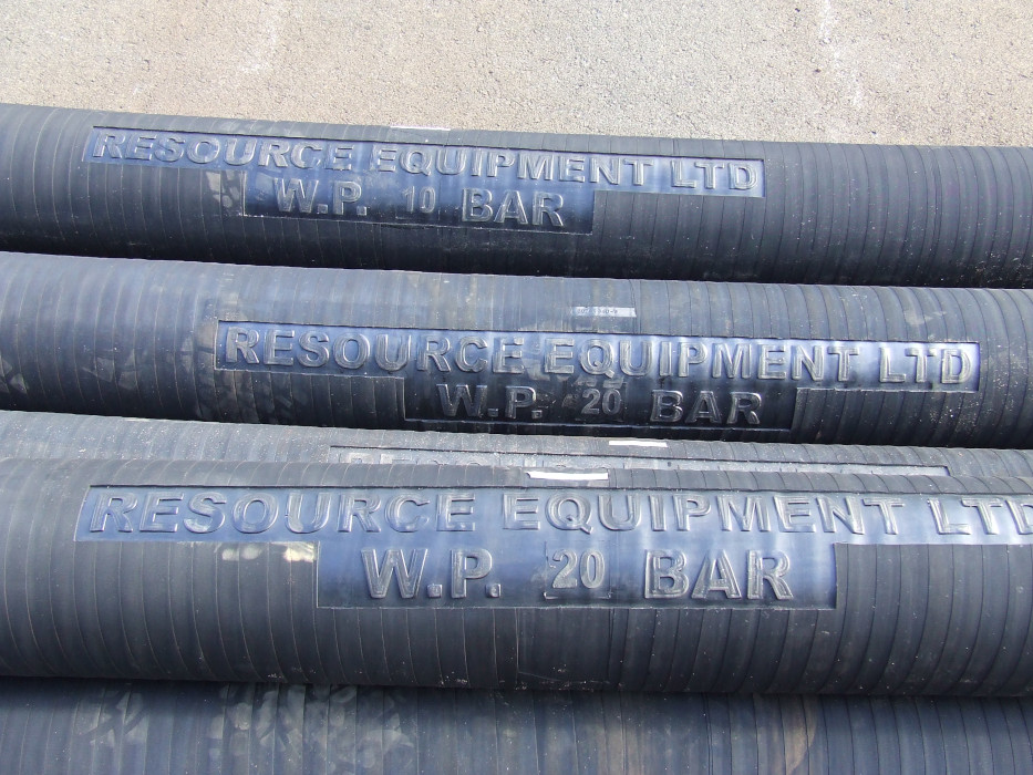 Rubber mining hoses with custom branding